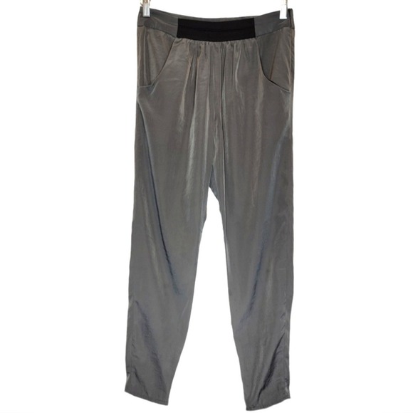 ZARA High Rise Crop Pants Grey Pleated Ankle Zip Women Small Minimalist‎ Trouser - Picture 14 of 14